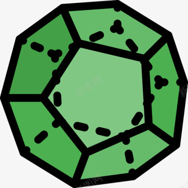 十二面体形状13线性颜色图标图标