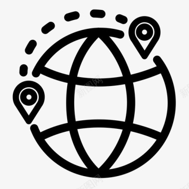 全球配送目的地地点图标图标