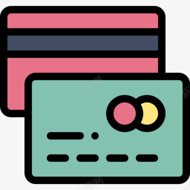 信用卡电子商务56线性彩色图标图标