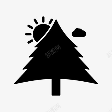 树松树太阳图标图标