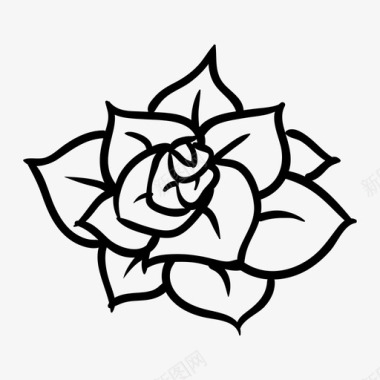 玫瑰鲜花手绘情人节的图标图标