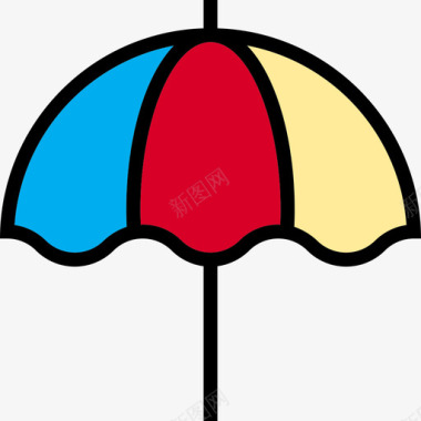 太阳伞酒店和旅游3线颜色图标图标