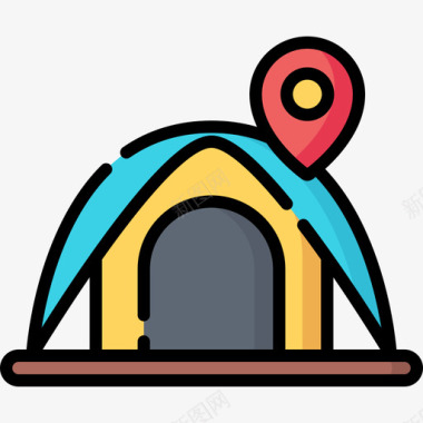 帐篷旅游应用程序12线性颜色图标图标