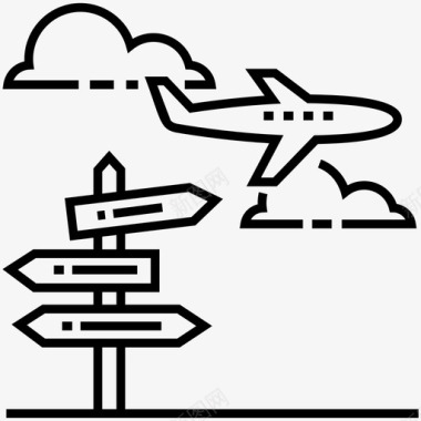 旅游目的地航空方向道路方向图标图标