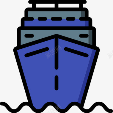 船旅行138线性颜色图标图标