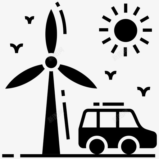 风能汽车动力环保汽车图标svg_新图网 https://ixintu.com 与环境相关的雕文图标 汽车动力 环保汽车 生态 绿色能源 风能