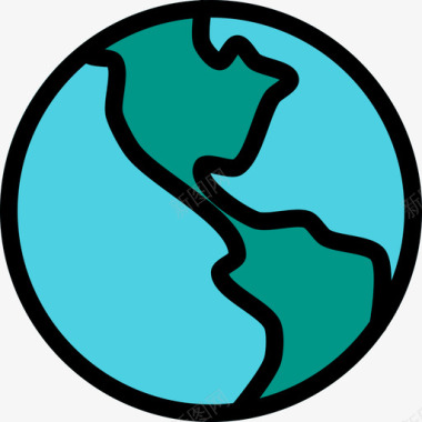 地球地图位置2线性颜色图标图标