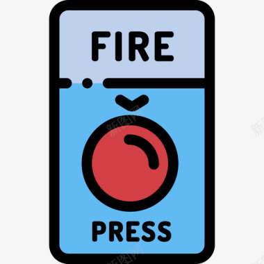消防按钮紧急服务20线性颜色图标图标