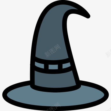 女巫帽万圣节120线性颜色图标图标