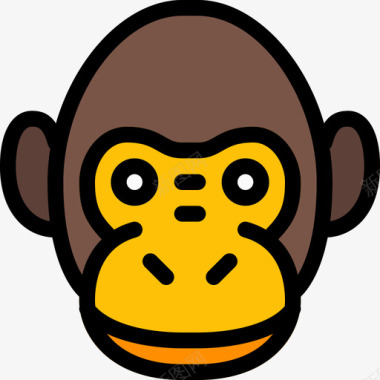 猴子动物43线性颜色图标图标