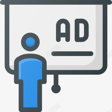 广告营销和广告7线性颜色图标图标