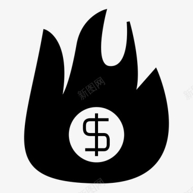 通货紧缩经济损失火焰图标图标