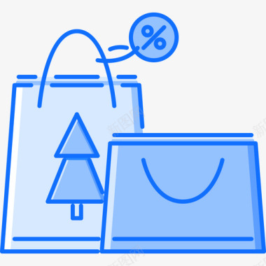 购物袋圣诞110蓝色图标图标