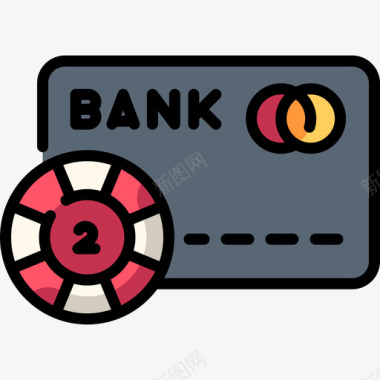 信用卡31号赌场线性彩色图标图标