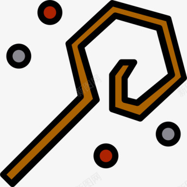 魔杖万圣节118线性颜色图标图标