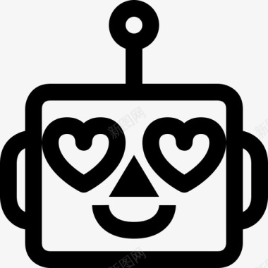 可爱的机器人在爱化身表情符号图标图标