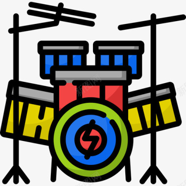 鼓组音乐商店13线性颜色图标图标