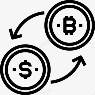 交换加密货币和比特币线性图标图标