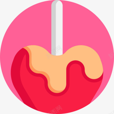 焦糖苹果甜糖果扁平图标图标
