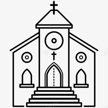 教堂大教堂天主教图标图标