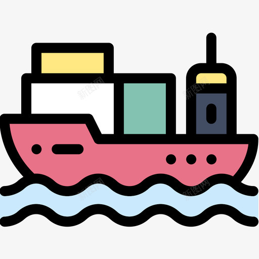 货船电子商务56线性颜色图标svg_新图网 https://ixintu.com 电子商务56 线性颜色 货船