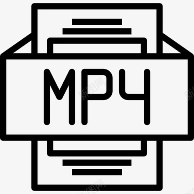 Mp4文件类型3线性图标图标
