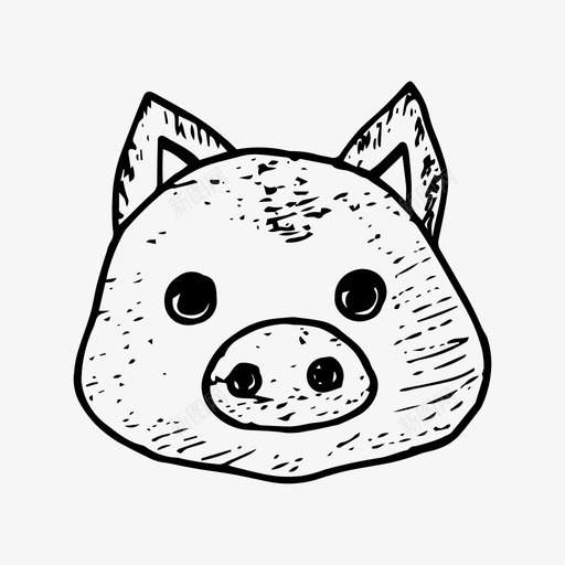 猪动物手绘图标svg_新图网 https://ixintu.com 动物 手绘 猪 素描