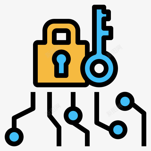 锁网络安全3线性颜色图标svg_新图网 https://ixintu.com 线性颜色 网络安全3 锁