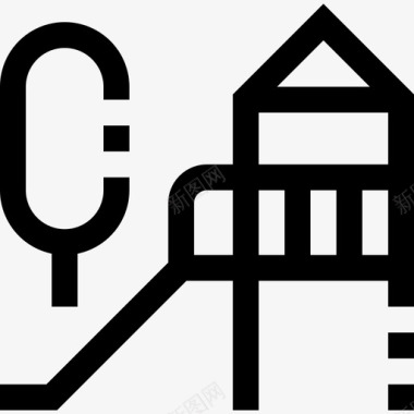 游乐场建筑物和房地产直线型图标图标