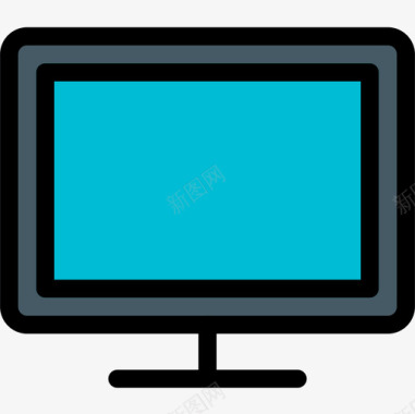 显示器台式计算机3台线性彩色图标图标