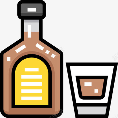 威士忌野生西部28线性颜色图标图标