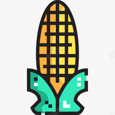 玉米感恩节49线形颜色图标图标