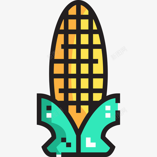 玉米感恩节49线形颜色图标svg_新图网 https://ixintu.com 感恩节49 玉米 线形颜色