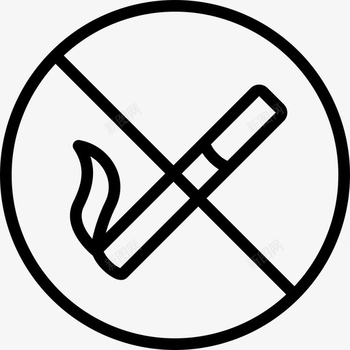 禁止吸烟健康和安全5线性图标svg_新图网 https://ixintu.com 健康和安全5 禁止吸烟 线性
