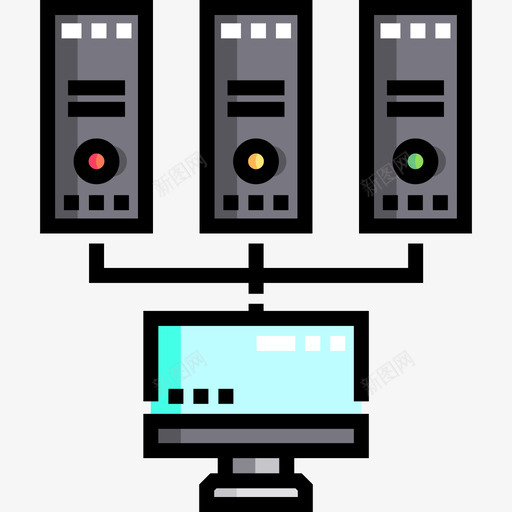 服务器云计算26线颜色图标svg_新图网 https://ixintu.com 云计算26 服务器 线颜色