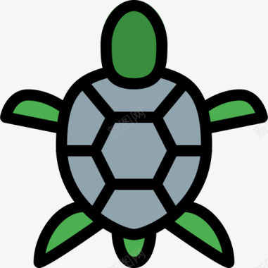 海龟动物43线形颜色图标图标