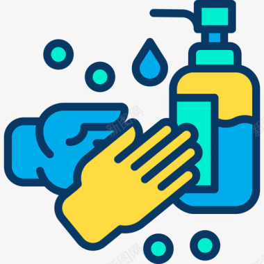 手洗卫生18线性颜色图标图标