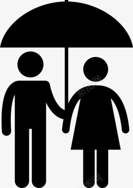 伞下情侣关爱丈夫图标图标