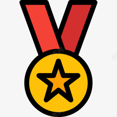 奖章投票奖励徽章3线性颜色图标图标