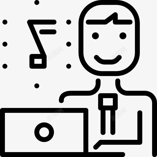 男人男人用笔记本电脑直线型图标svg_新图网 https://ixintu.com 男人 男人用笔记本电脑 直线型