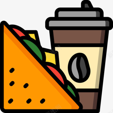 三明治快餐38线性颜色图标图标