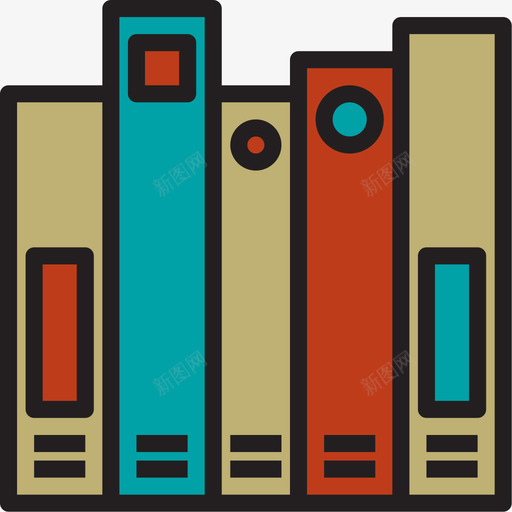 书教育和学习7线颜色图标svg_新图网 https://ixintu.com 书 教育和学习7 线颜色