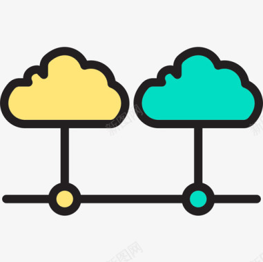 云计算机网络和数据库2线性颜色图标图标