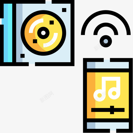 音乐互联网技术4线性色彩图标svg_新图网 https://ixintu.com 互联网技术4 线性色彩 音乐
