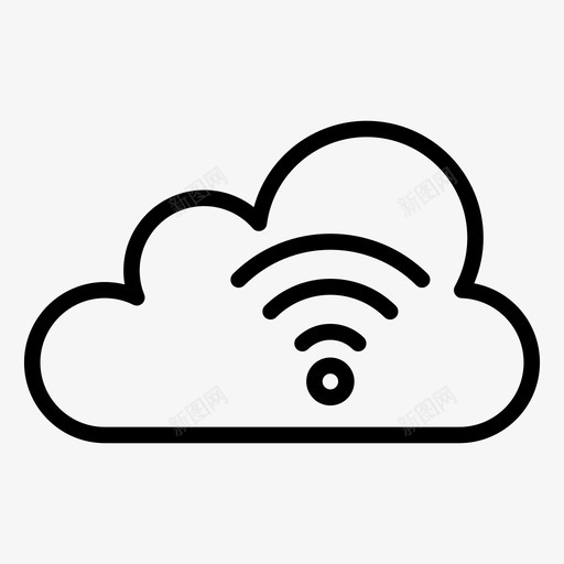 wifi云数据库图标svg_新图网 https://ixintu.com wifi 云 互联网和数字营销线路图标 信号 数据库 服务器