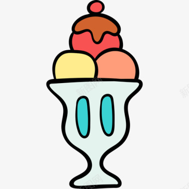 冰淇淋生日67彩色图标图标