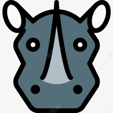 犀牛动物43线形颜色图标图标