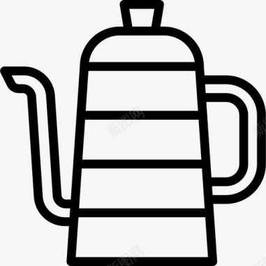 水壶咖啡店68直线型图标图标