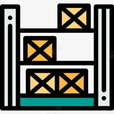 仓库工厂12线颜色图标图标