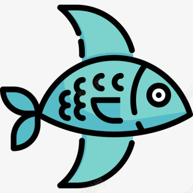 鱼类海洋生物15种线形颜色图标图标